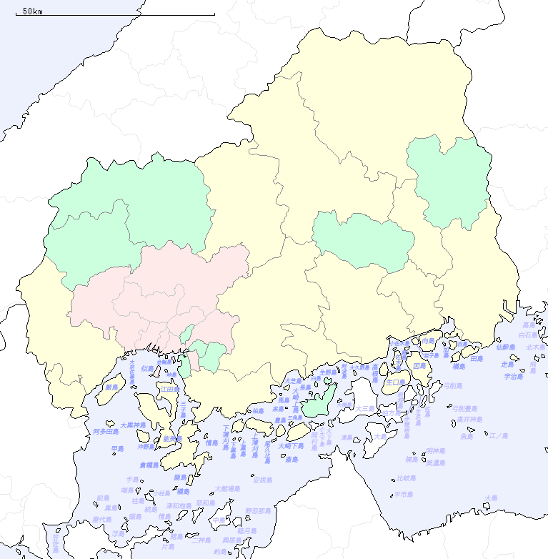 広島県の地図（地図のみ）