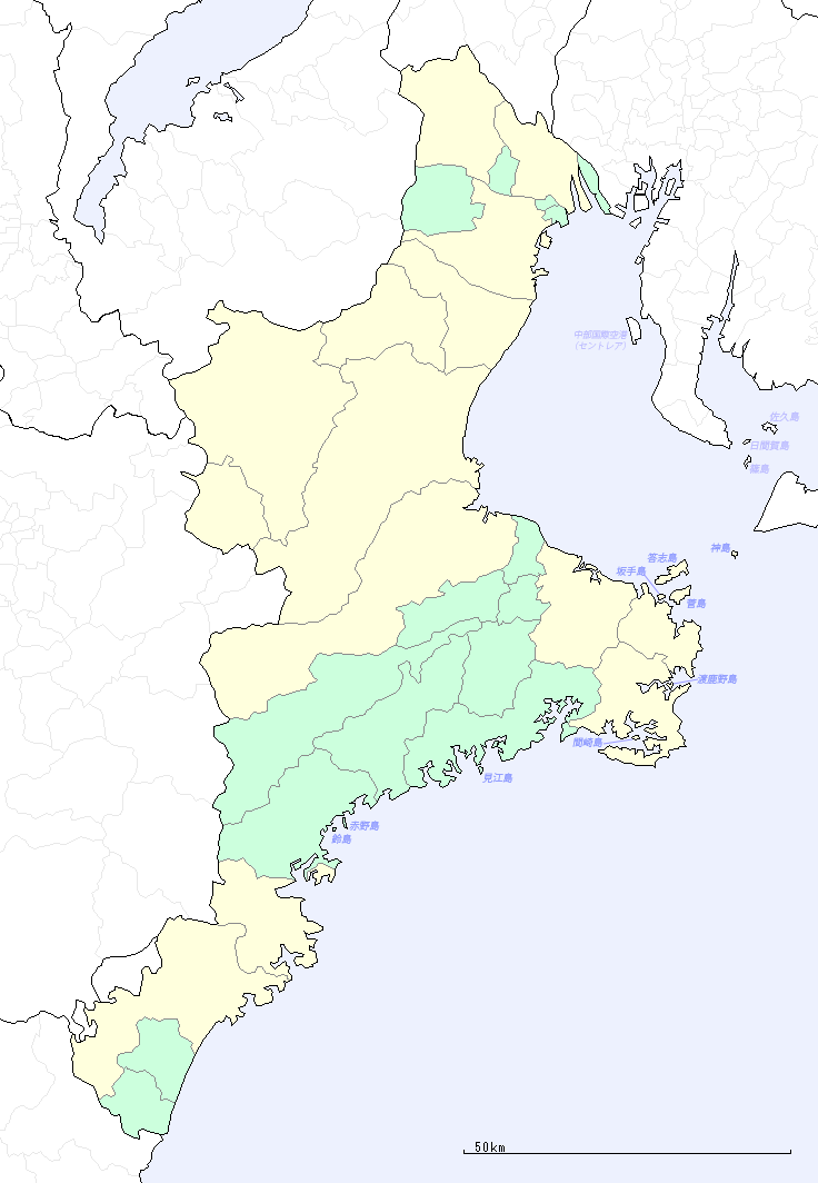 三重県の地図（地図のみ）