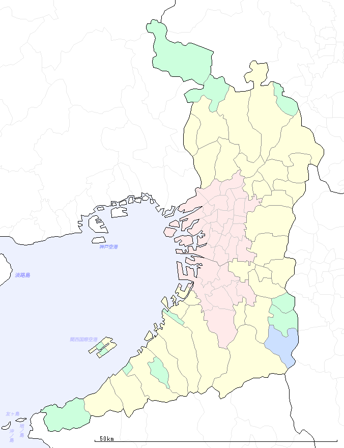 大阪府の地図（地図のみ）