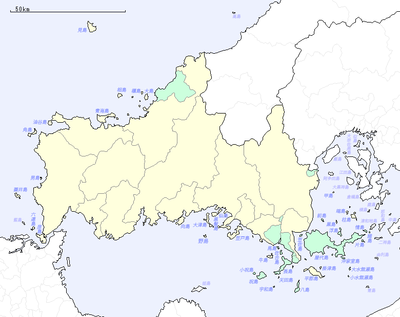 山口県の地図（地図のみ）