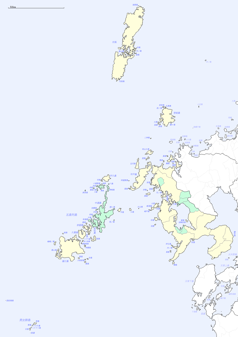 長崎県の地図（地図のみ）