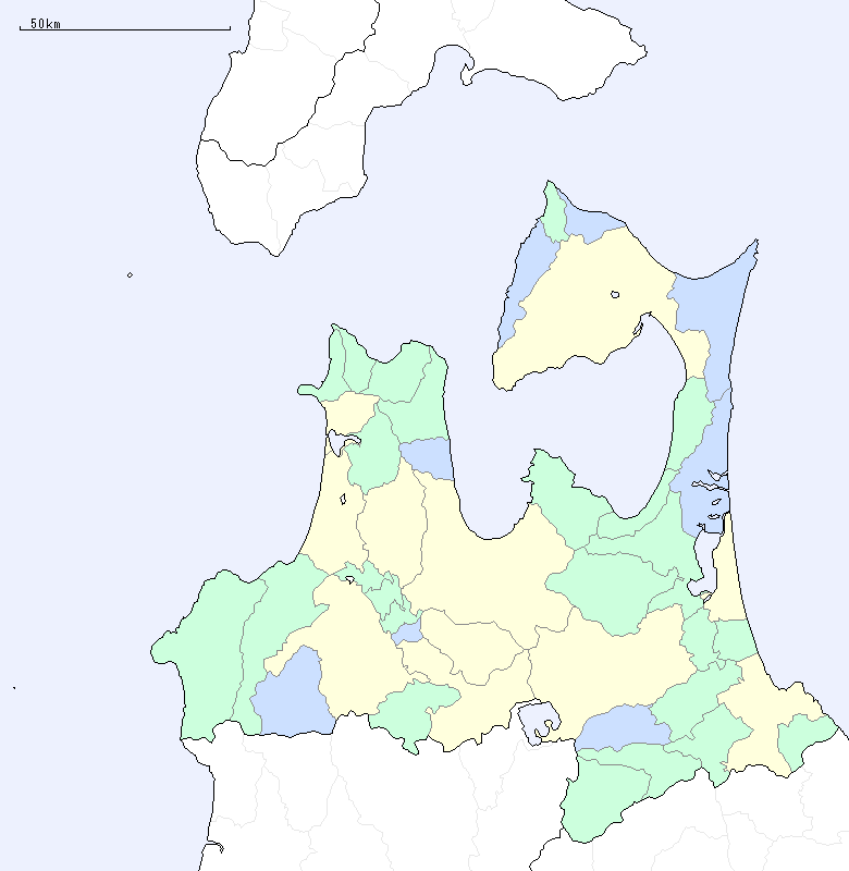 青森県の地図（地図のみ）