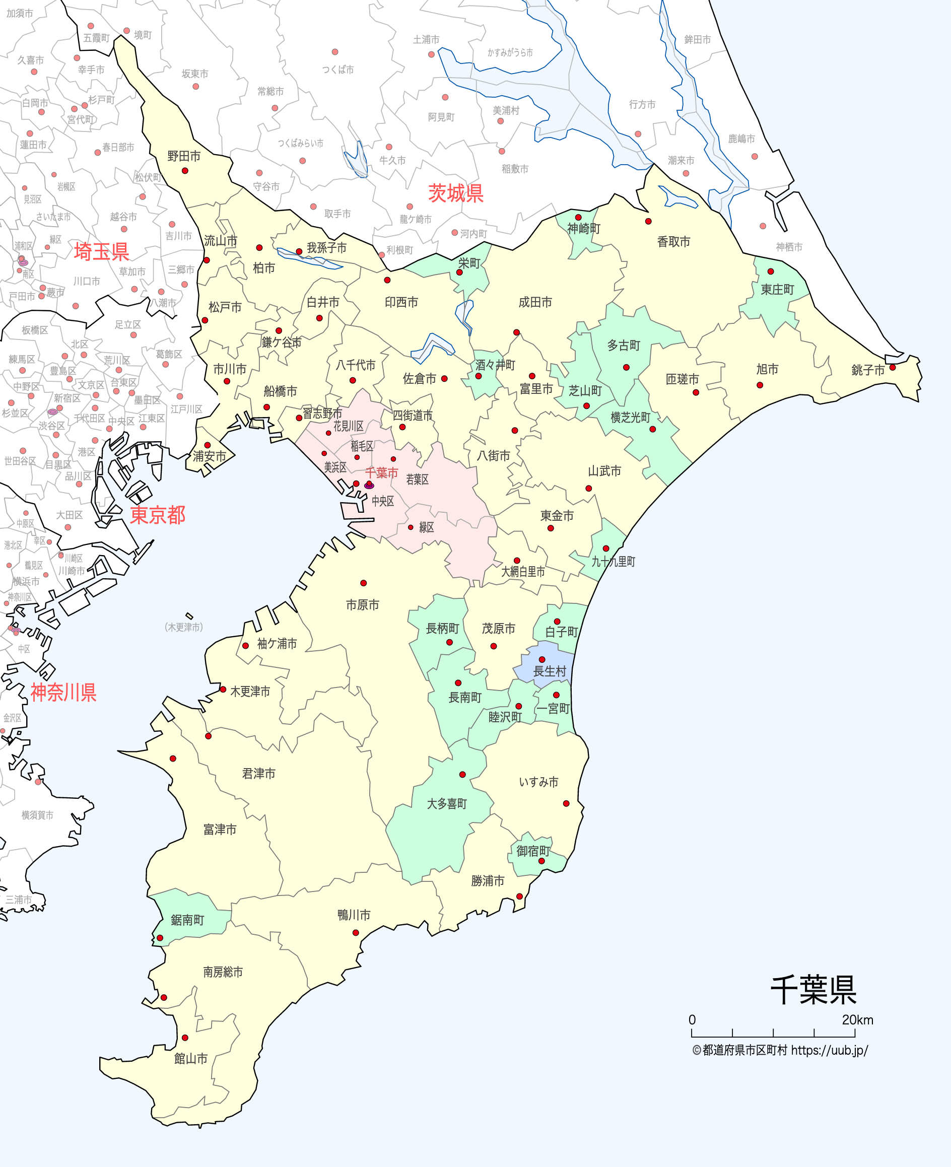 千葉県の地図