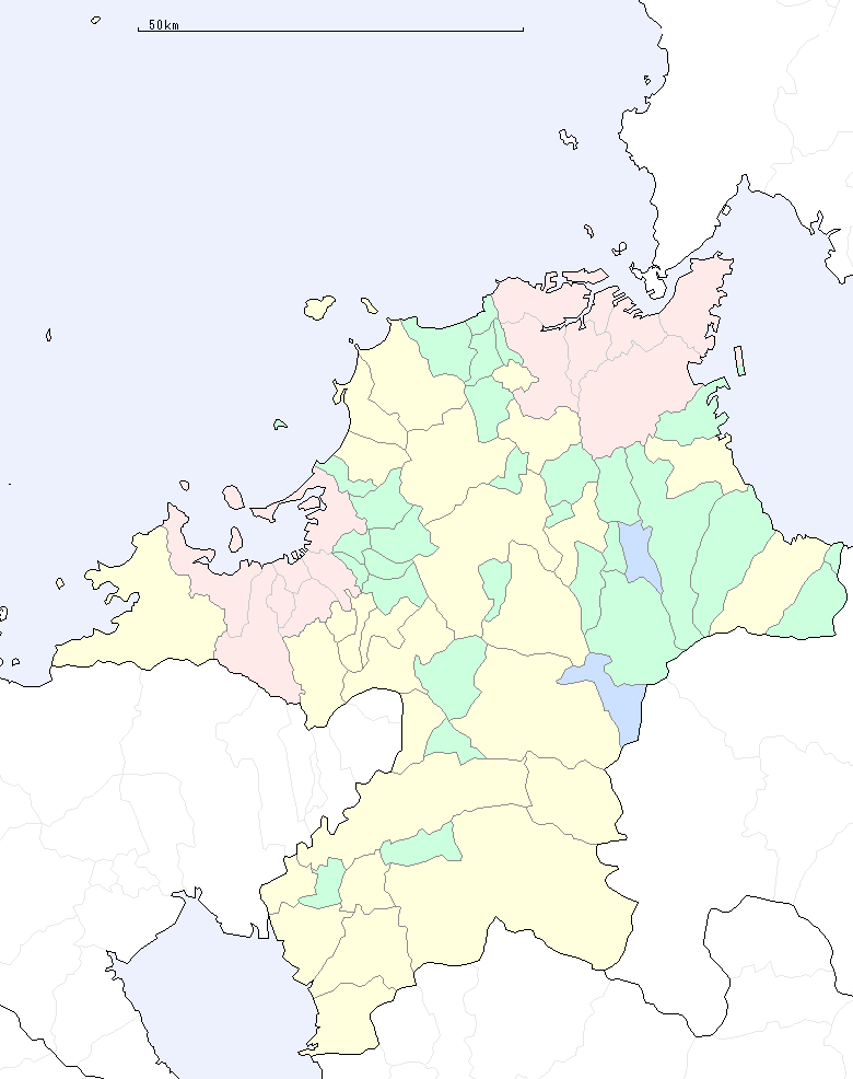 福岡県の地図（地図のみ）