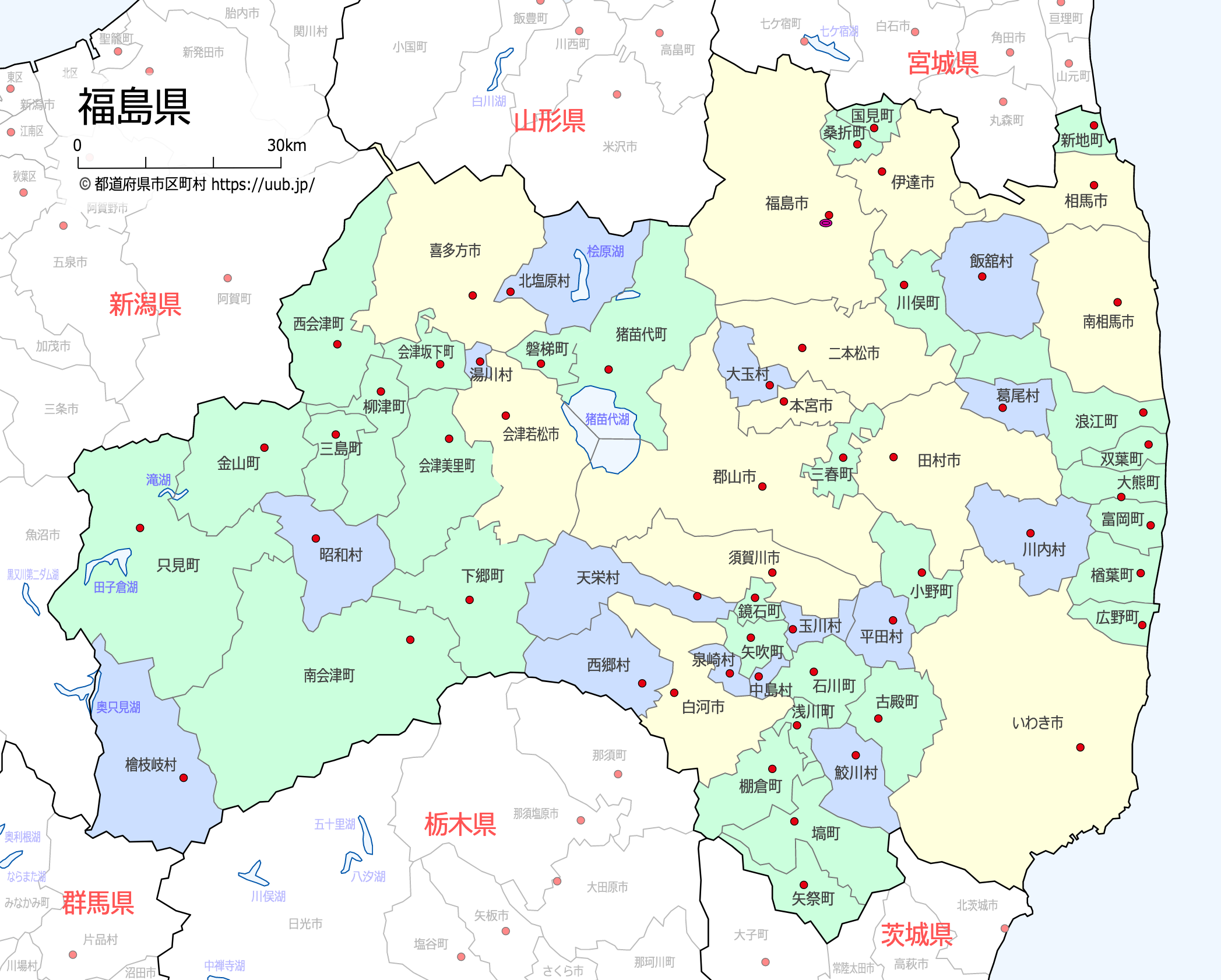 福島県の地図