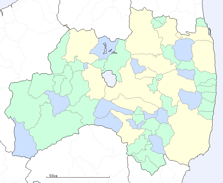 福島県の地図（地図のみ）