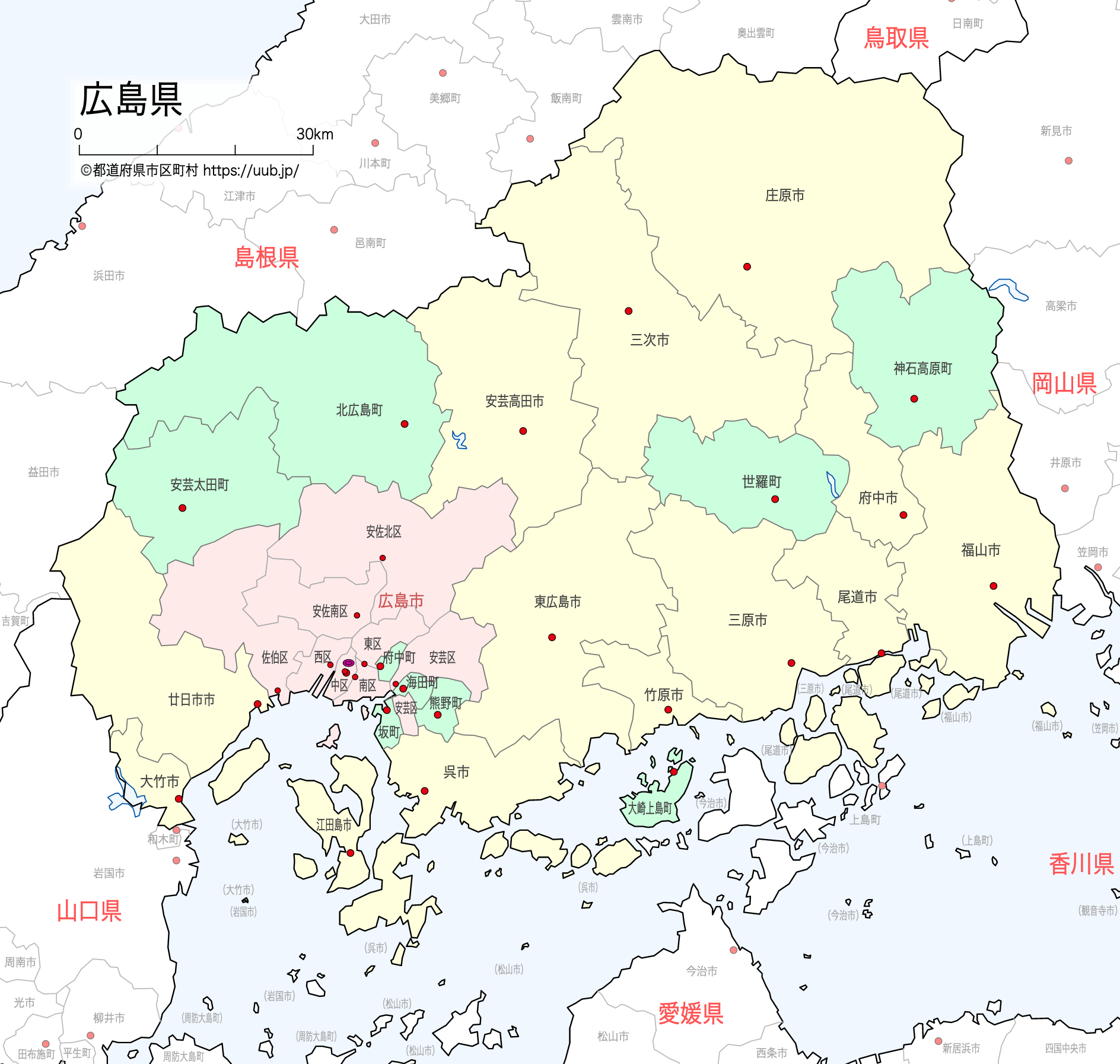 広島県の地図