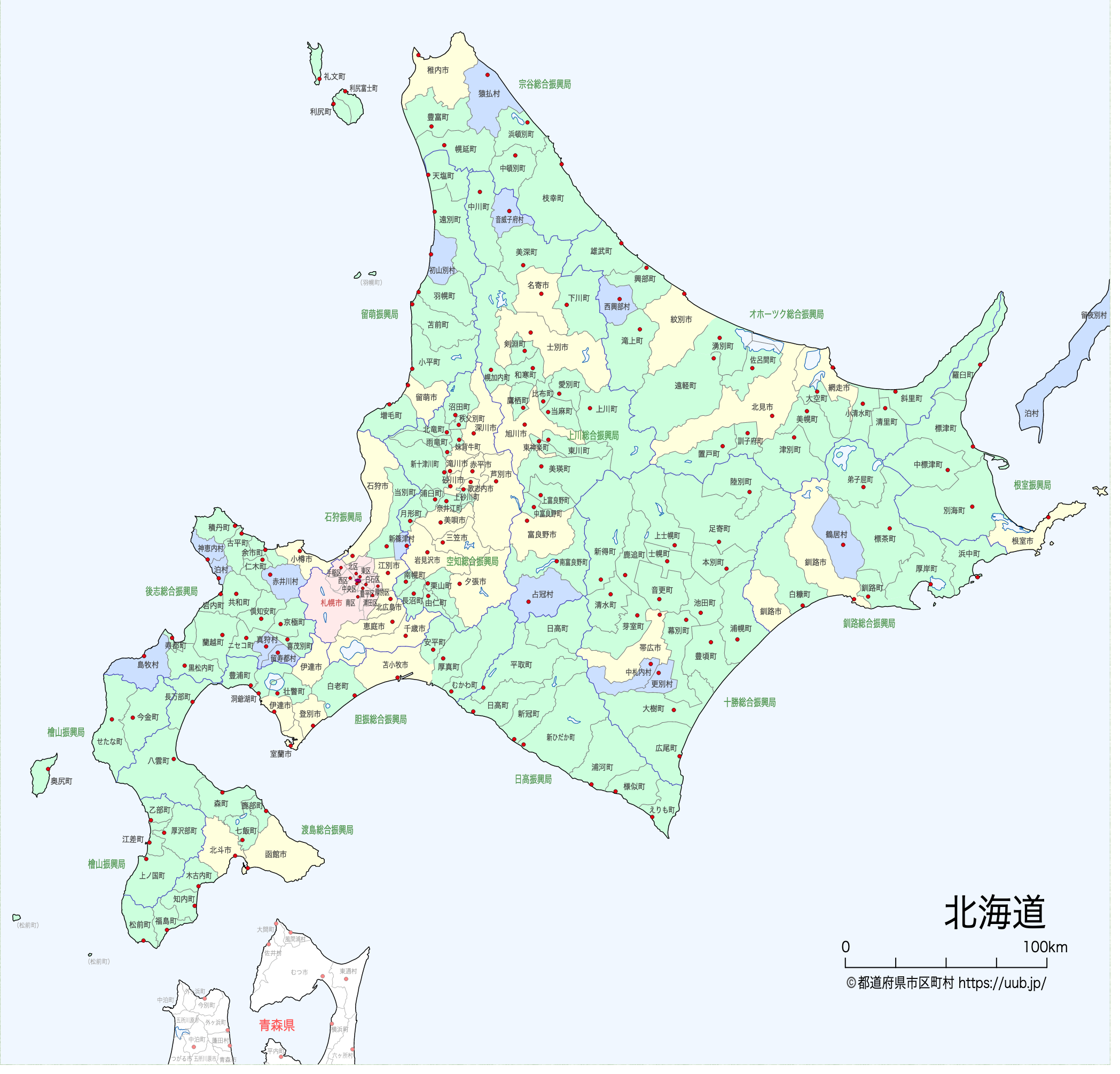 北海道の地図