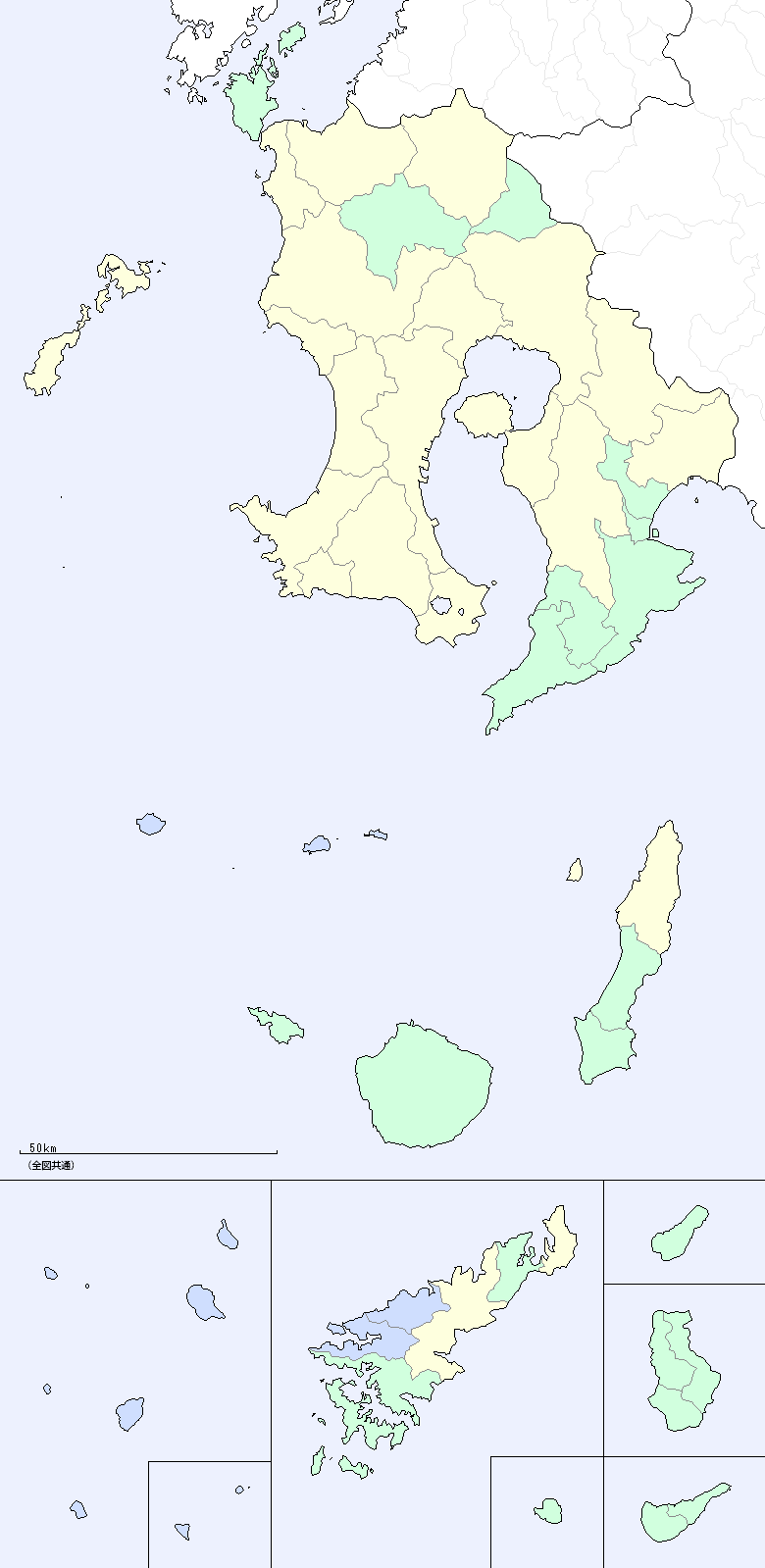 鹿児島県の地図（地図のみ）
