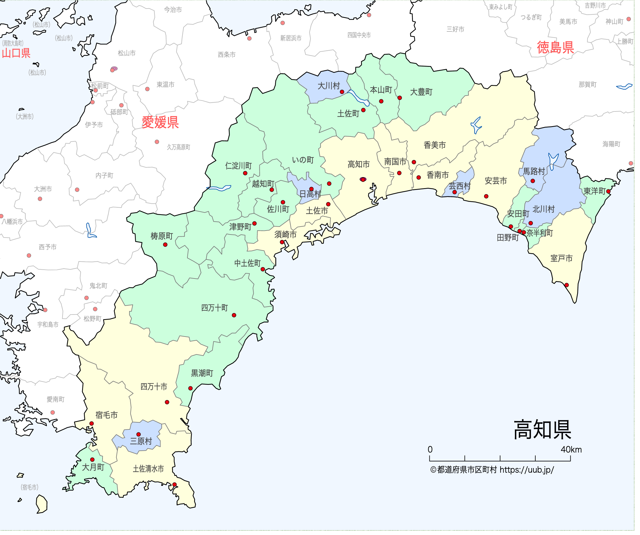 高知県の地図