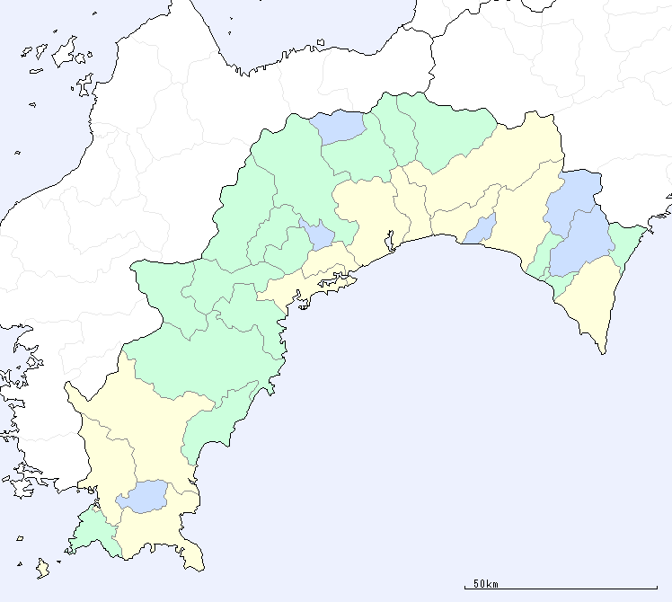 高知県の地図（地図のみ）