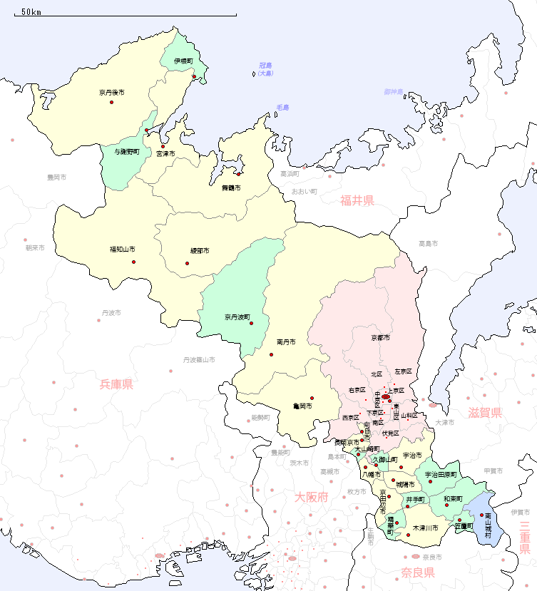京都府の地図（市区町村区分図）