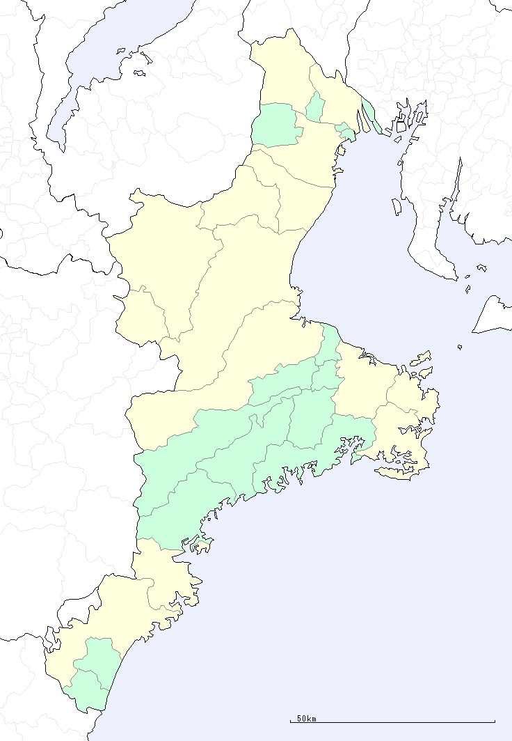 三重県の地図（地図のみ）