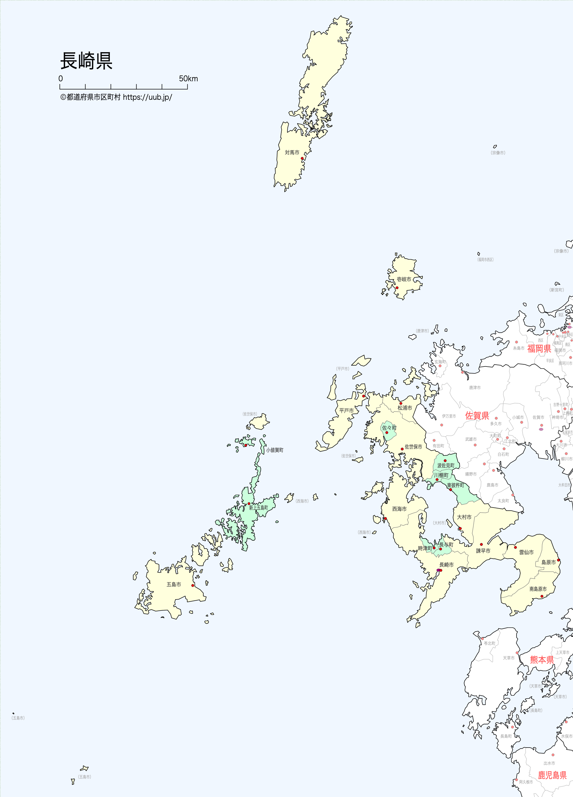 長崎県のデータ（都道府県市区町村）