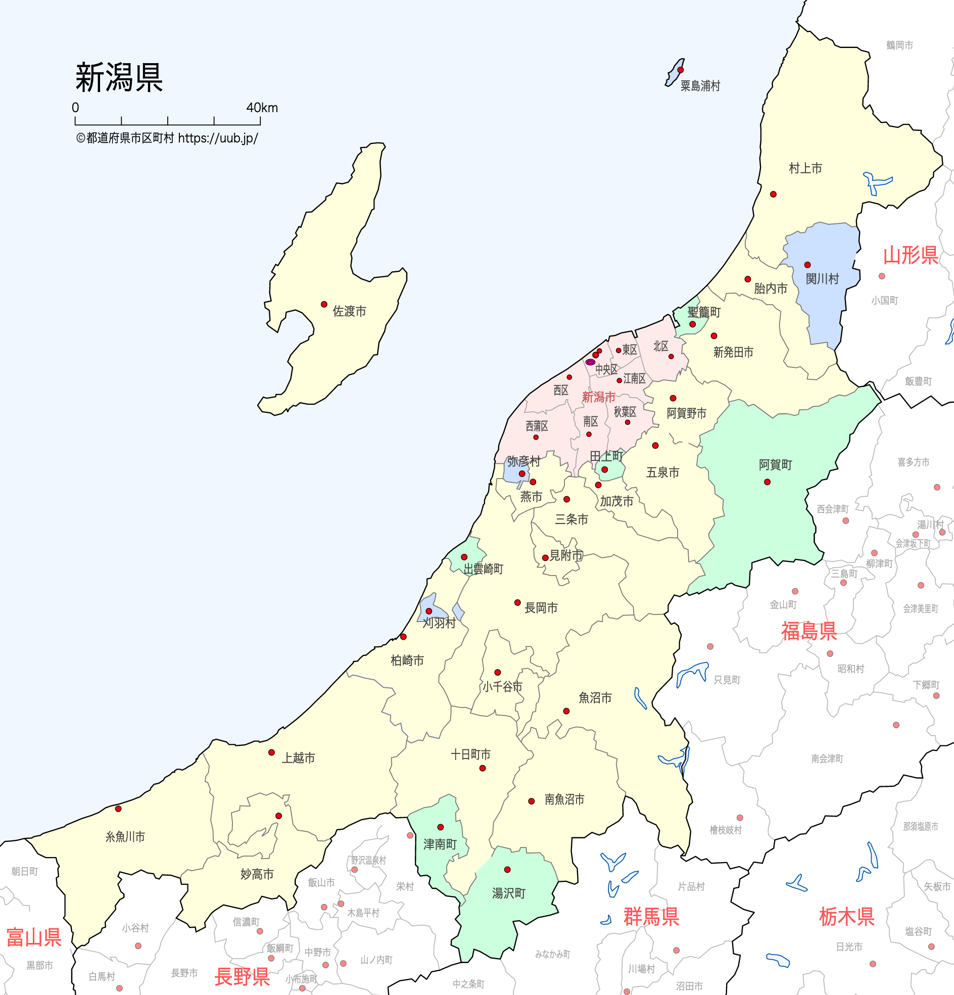 新潟県の地図