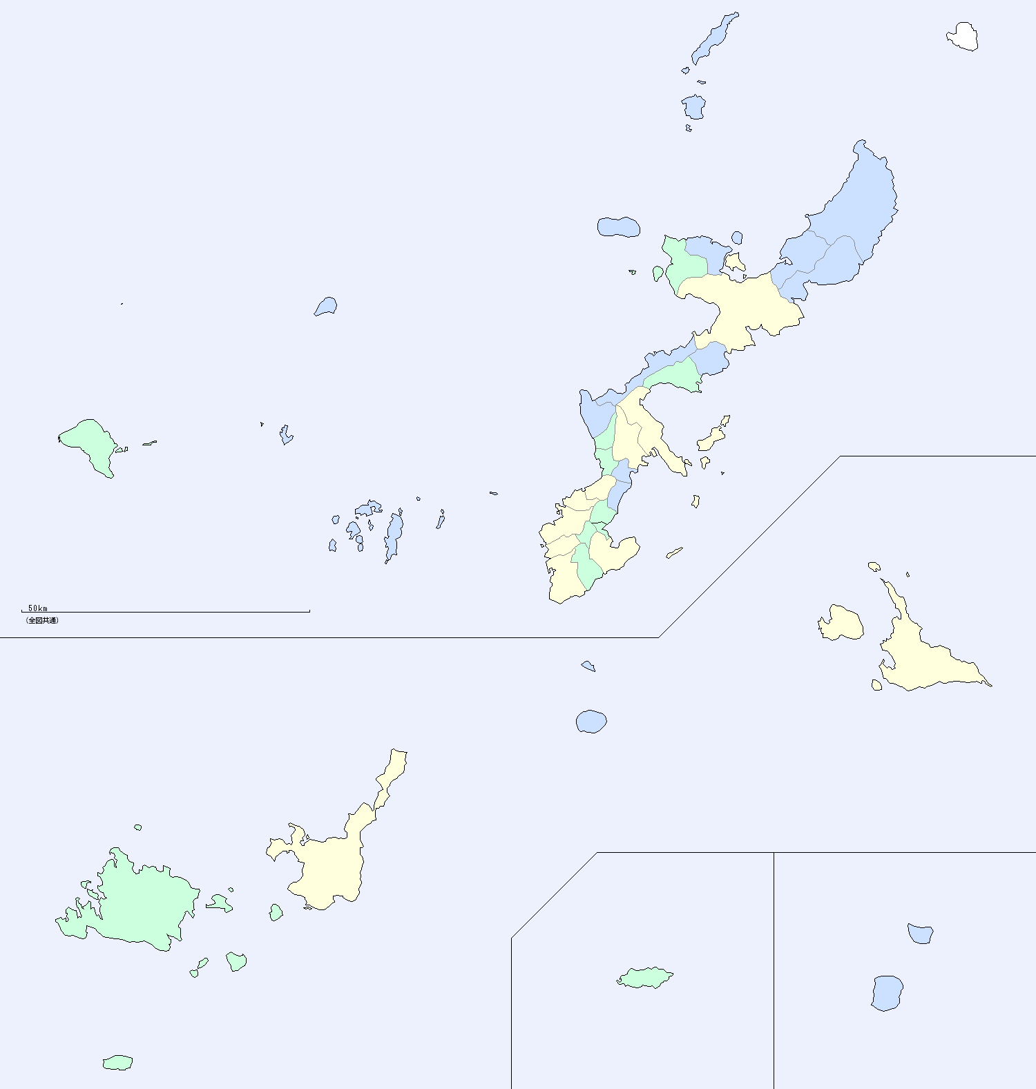 沖縄県の地図（地図のみ）