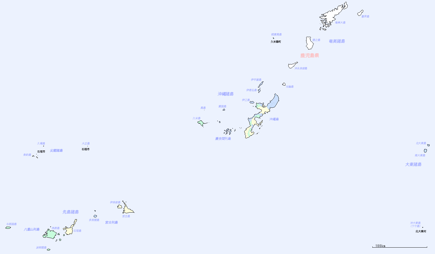 沖縄県の地図（全体広域図）