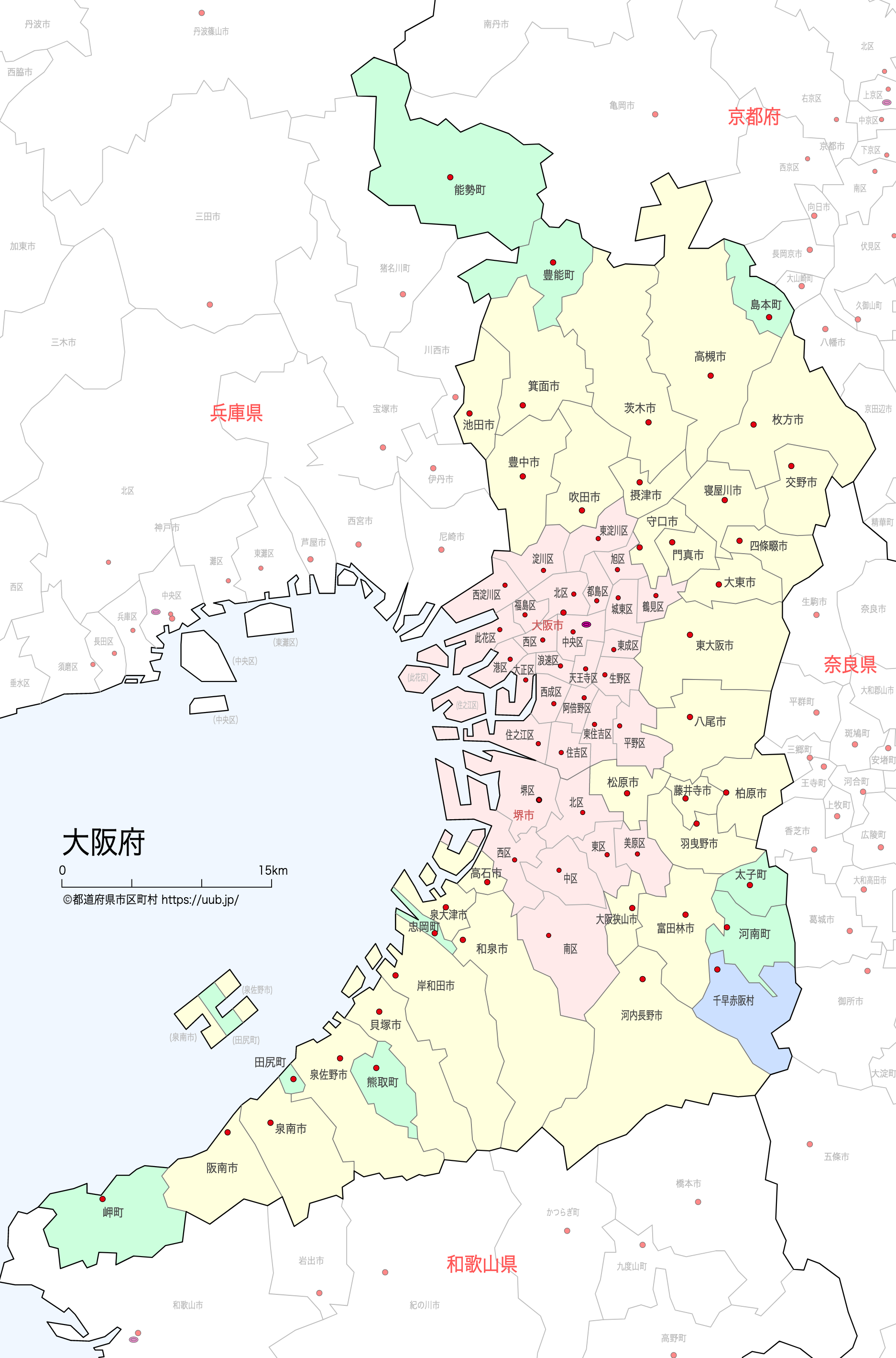 大阪府の地図