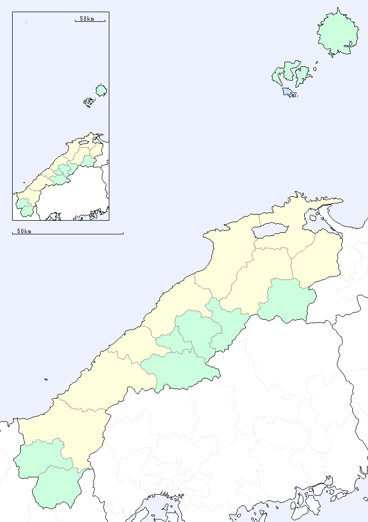 島根県の地図（地図のみ）