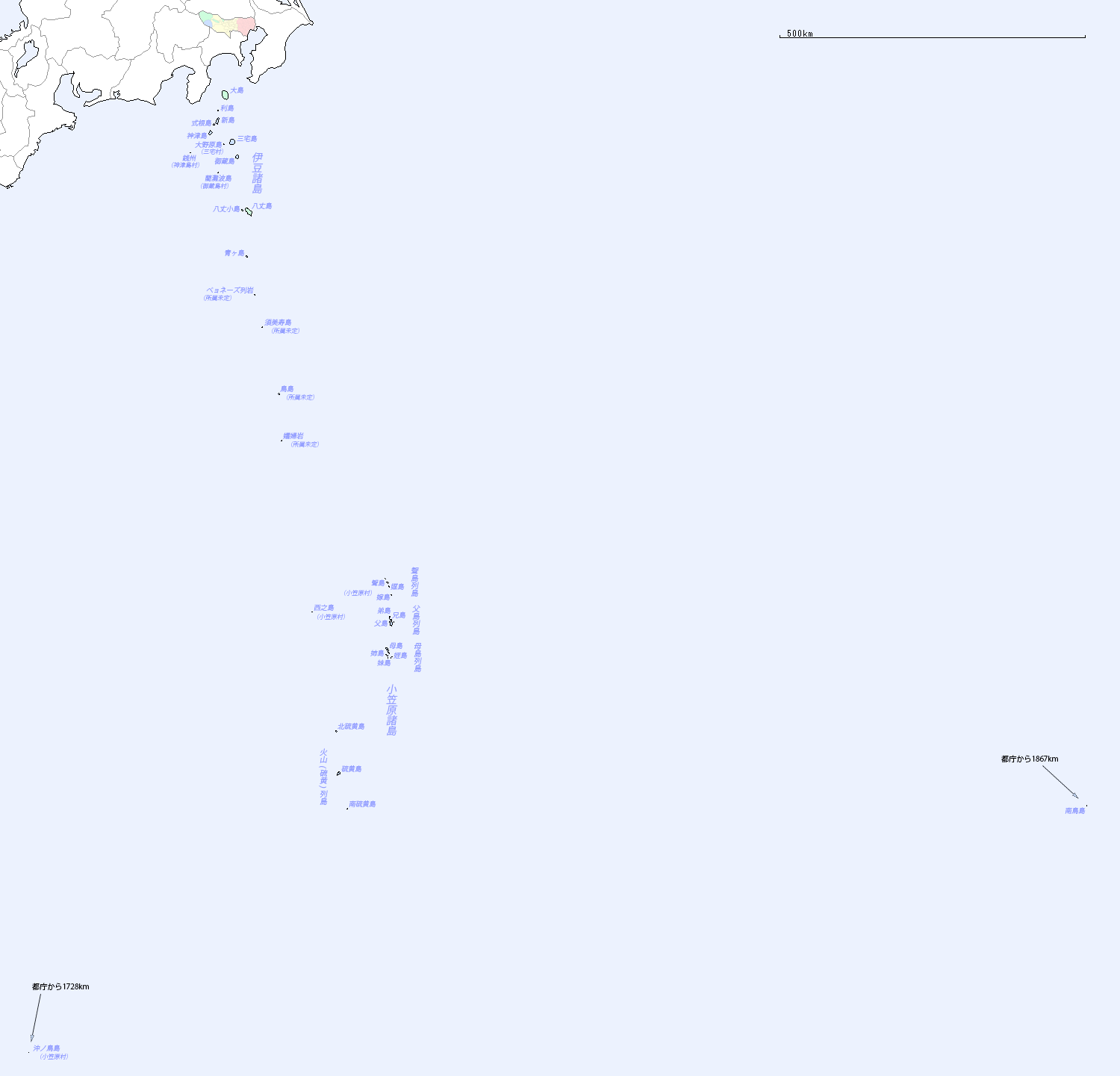 東京都の地図（全体広域図）