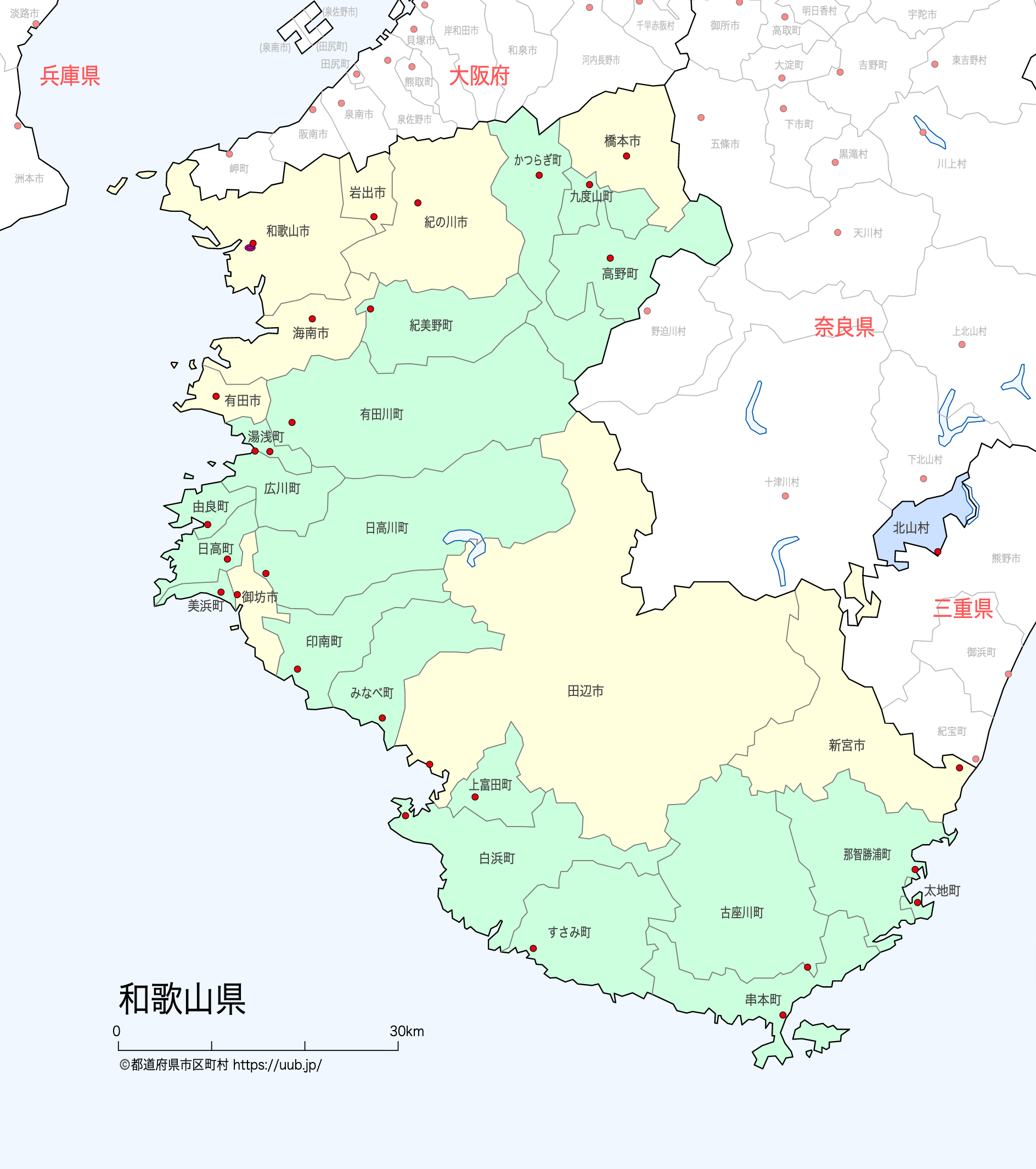 和歌山県の地図