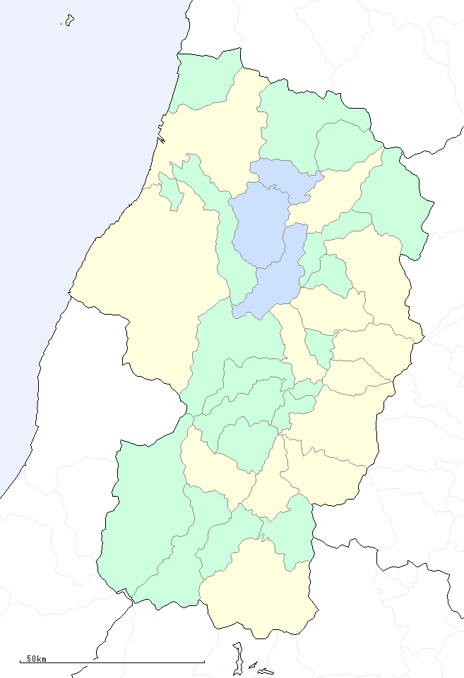 山形県の地図（地図のみ）